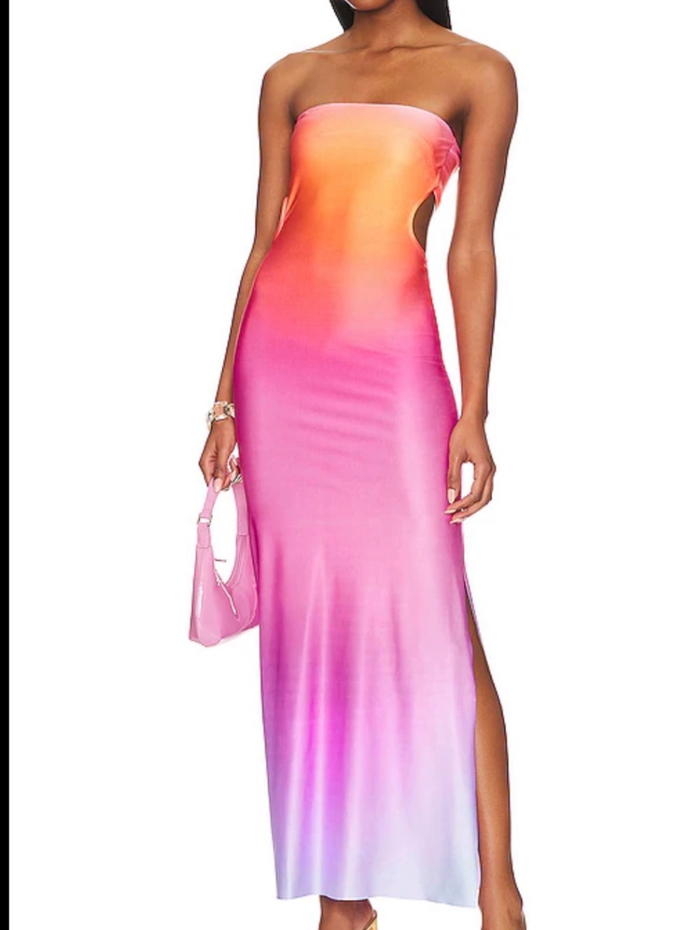 Baobab Collection Strapless Ombre Maxi Dress in Pink, Orange, Purple